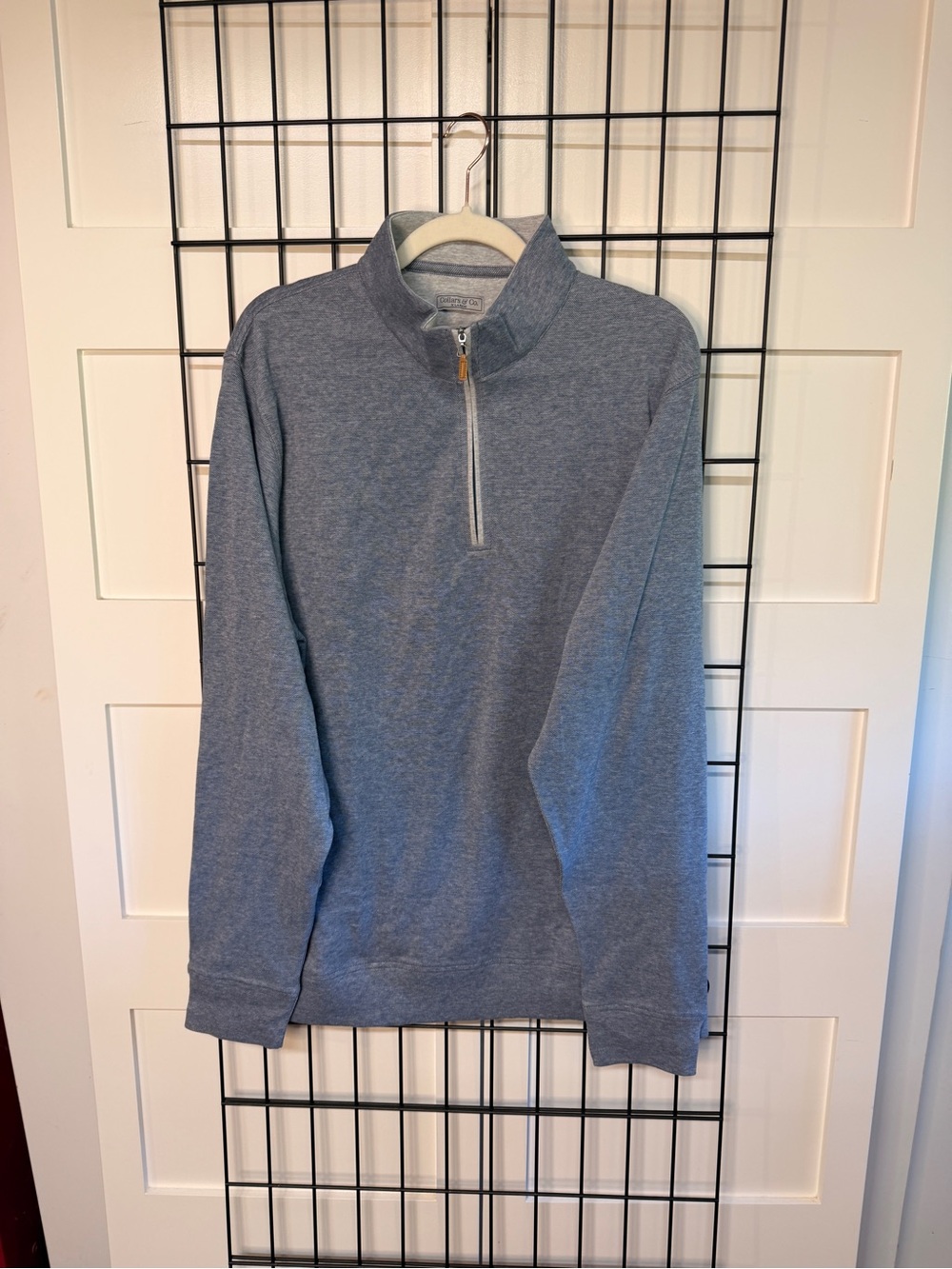 Men's Heather Blue Quarter-Zip long sleeved shirt
